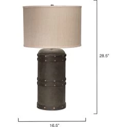 Barrel 29 Inch 150.00 Watt Vintage Leather Table Lamp Portable Light -Jamie Young Co Shop 1barr tlle 5