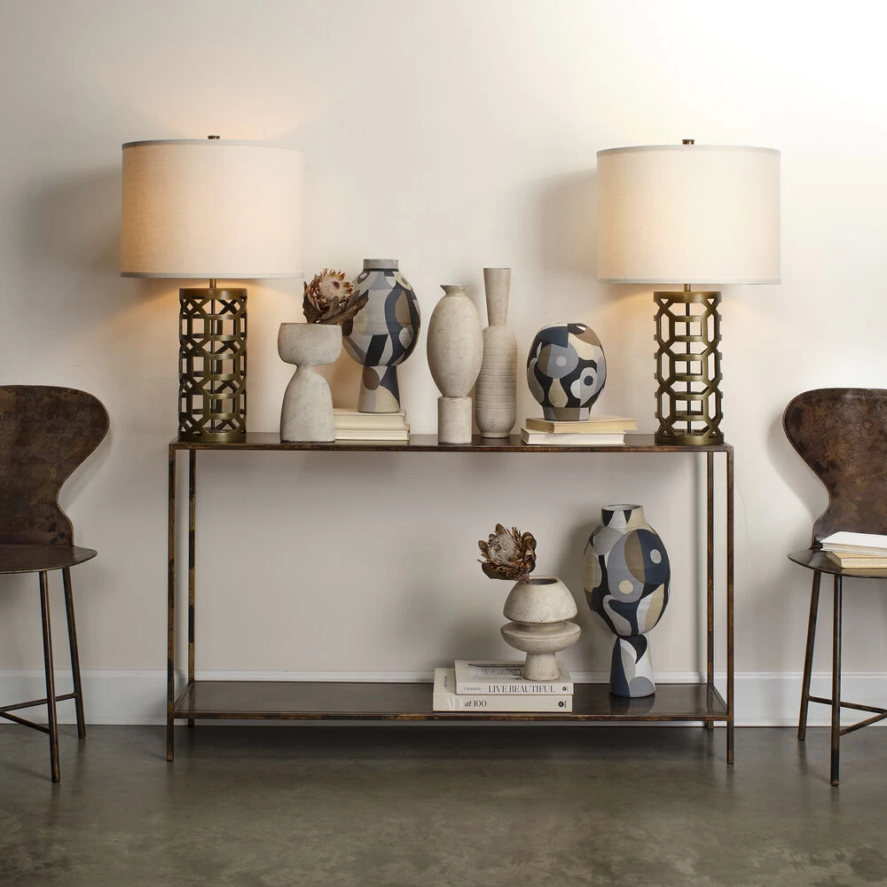 Labyrinth 30 Inch 150.00 Watt Antique Brass Metal Table Lamp Portable Light 5 Labyrinth 30 Inch 150.00 Watt Antique Brass Metal Table Lamp Portable Light - Image 5