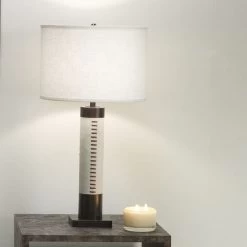 Sheridan 32 Inch 150.00 Watt White Hide & Oil Rubbed Bronze Metal Table Lamp Portable Light 7 Sheridan 32 Inch 150.00 Watt White Hide & Oil Rubbed Bronze Metal Table Lamp Portable Light -Jamie Young Co Shop 1sher tlwh 4