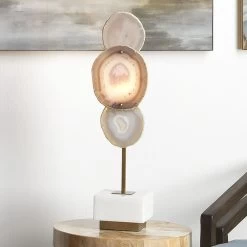 Trinity 25 Inch 40 Watt Pale Lavender Agate & Antique Brass Table Lamp Portable Light -Jamie Young Co Shop 1trin lglv 17