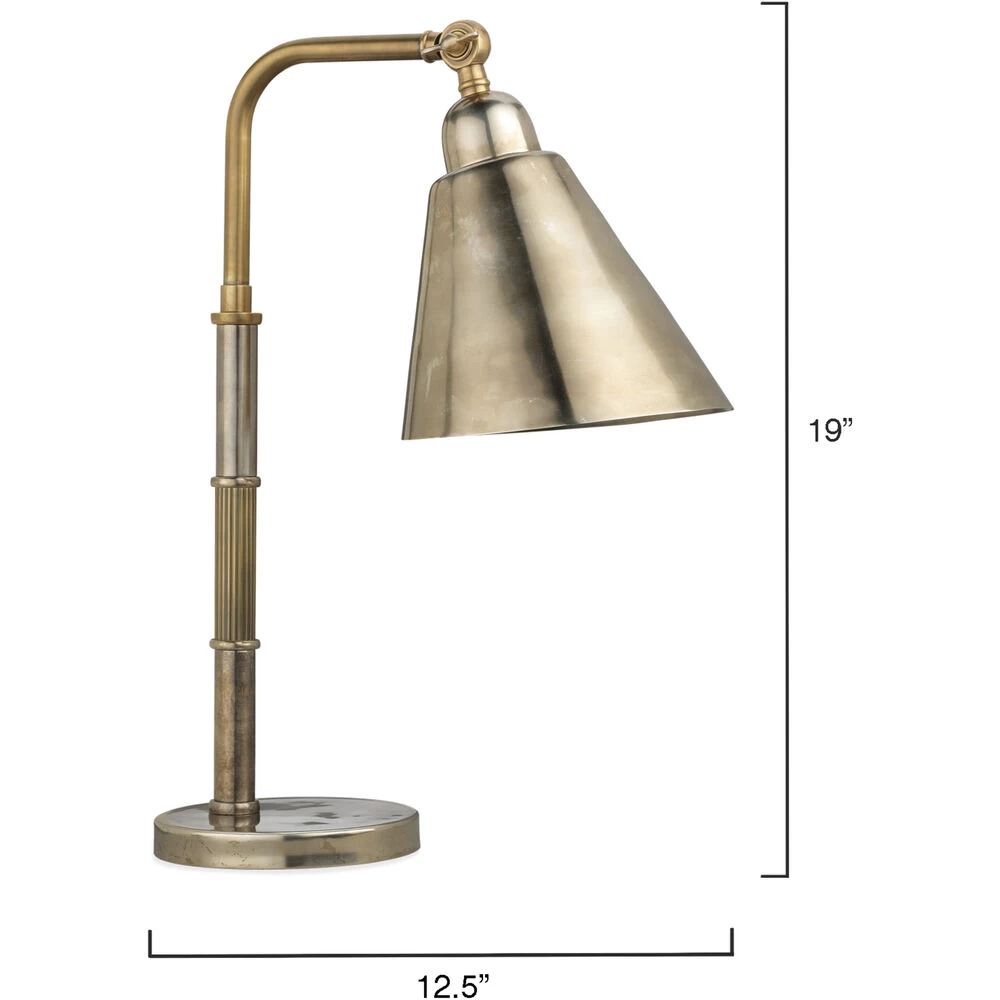 Vilhelm 19 Inch 60.00 Watt Antique Silver And Antique Brass Task Lamp Portable Light 3 Vilhelm 19 Inch 60.00 Watt Antique Silver And Antique Brass Task Lamp Portable Light - Image 3
