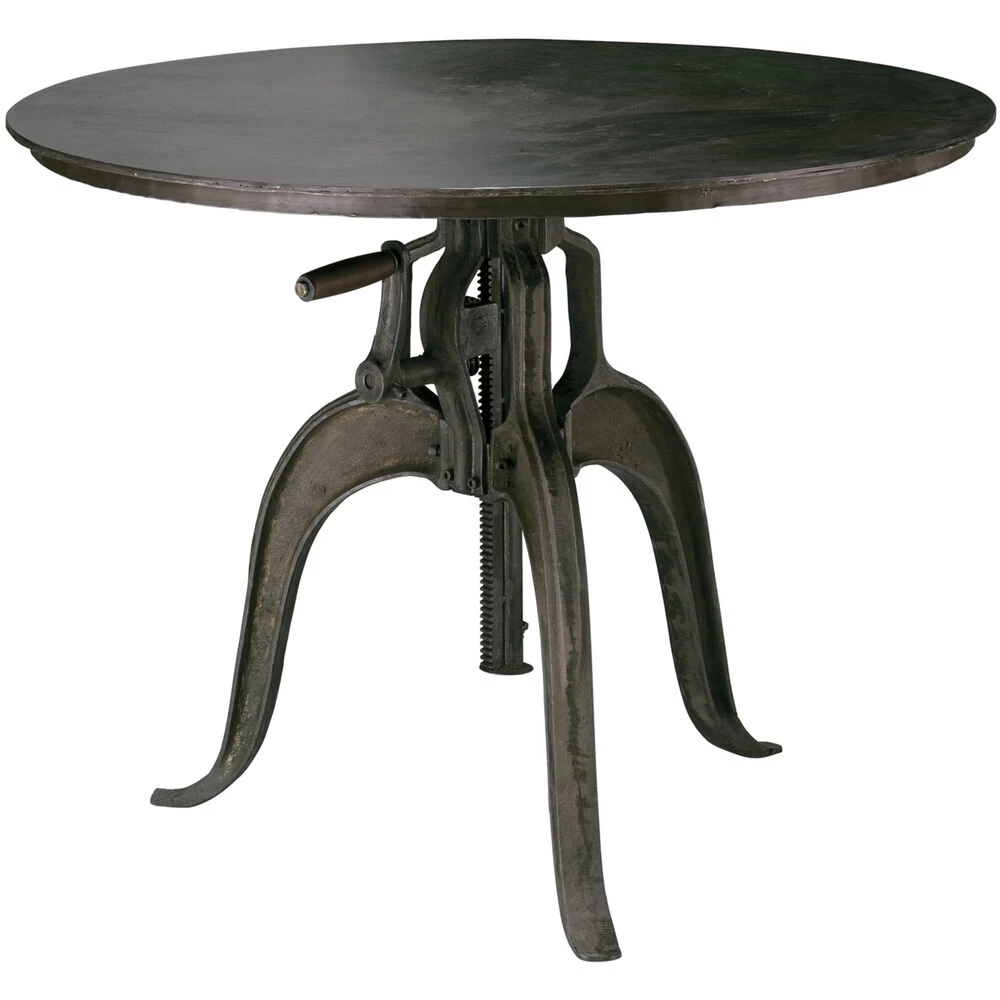Americana 38 X 36 Inch Gun Metal Crank Table 1 Americana 38 X 36 Inch Gun Metal Crank Table