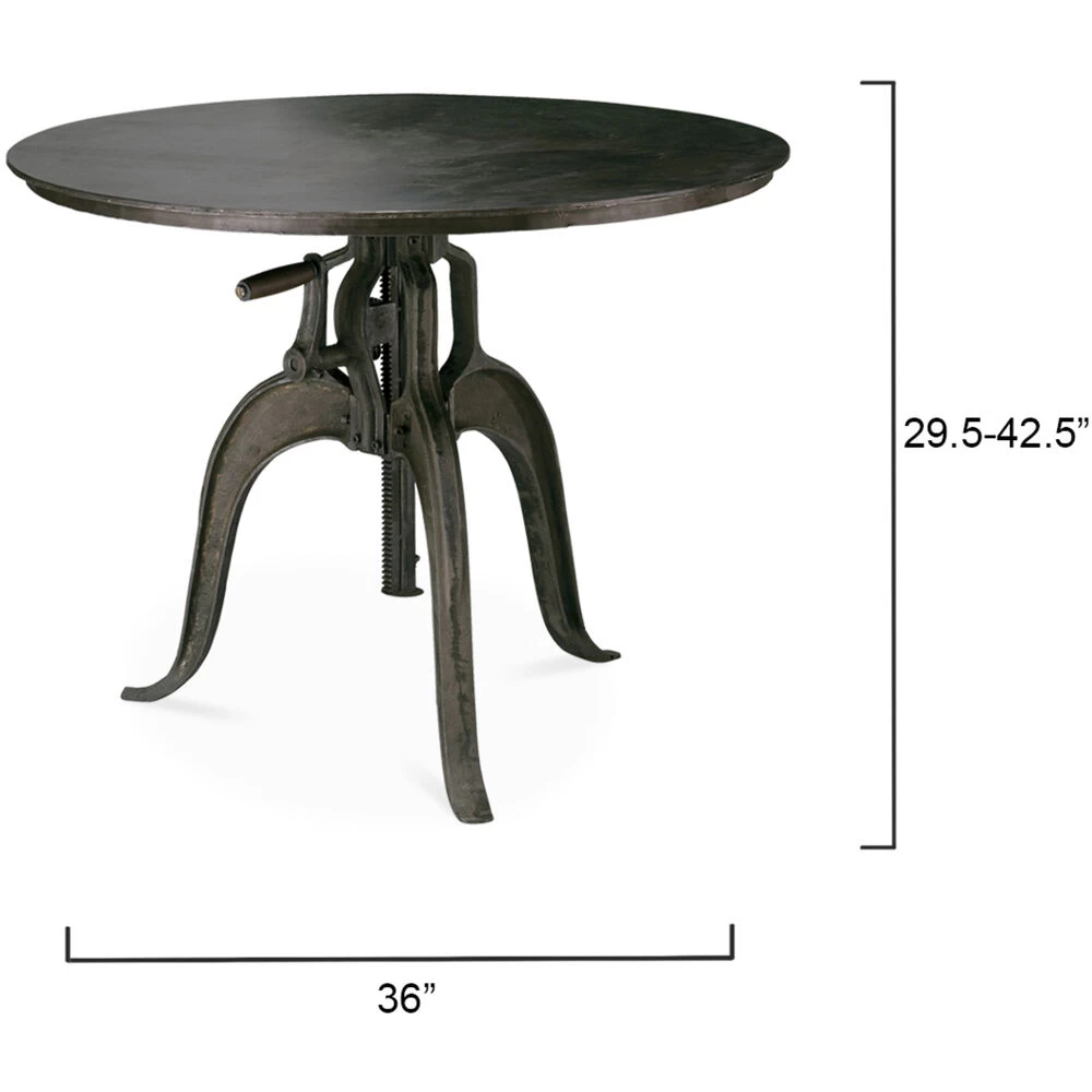 Americana 38 X 36 Inch Gun Metal Crank Table 3 Americana 38 X 36 Inch Gun Metal Crank Table - Image 3