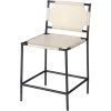 Asher 35 Inch Off-White Leather & Black Metal Counter Stool