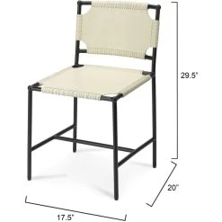 Asher Off White Leather & Black Forged Iron Dining Chair -Jamie Young Co Shop 20ashe dcwh 2