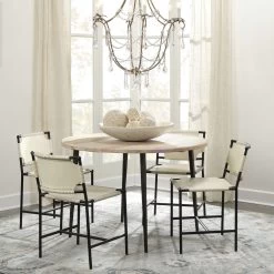 Asher Off White Leather & Black Forged Iron Dining Chair -Jamie Young Co Shop 20ashe dcwh 8