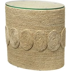 Barbados Oval 20 X 20 Inch Off-White Side Table