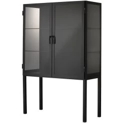 Chauncey Wide Black Iron & Clear Glass Curio Bar Cabinet -Jamie Young Co Shop 20chau cabbk 4