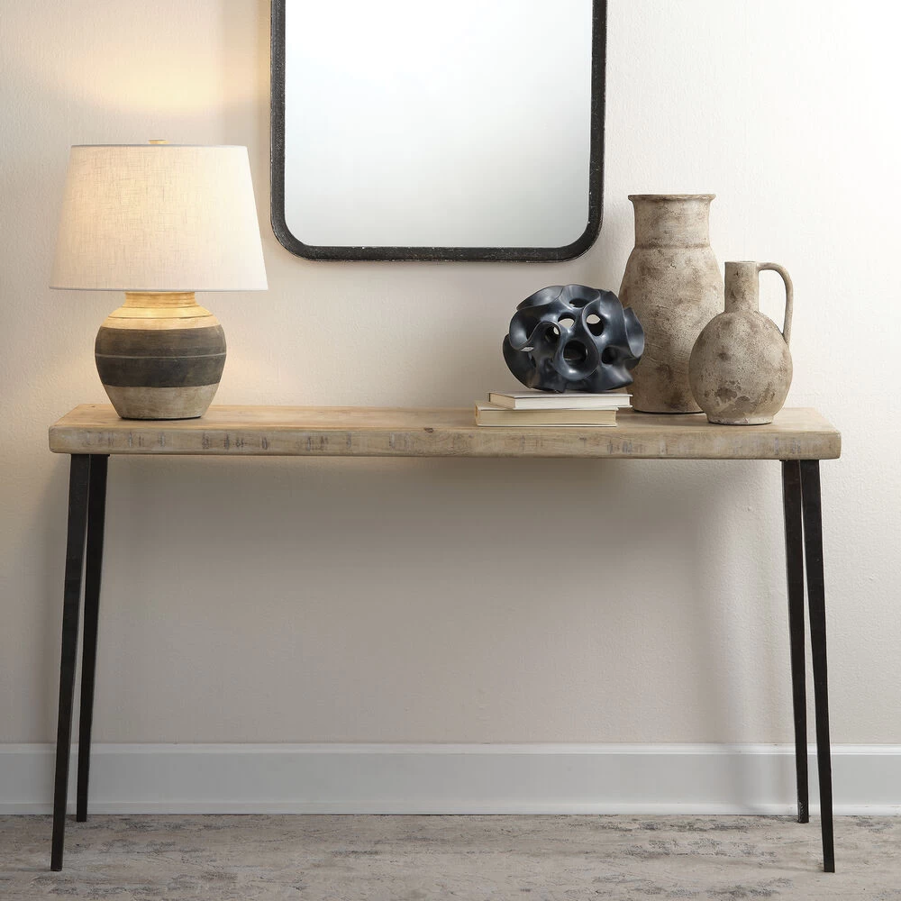 Farmhouse 53 X 16 Inch Natural Wood Console Table 4 Farmhouse 53 X 16 Inch Natural Wood Console Table - Image 4