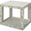 Fragment 26 X 24 Inch Light Grey & Beige Faux Horn W/ Light Grey Lacquer Side Table