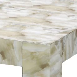 Fragment 26 X 24 Inch Light Grey & Beige Faux Horn W/ Light Grey Lacquer Side Table -Jamie Young Co Shop 20frag stgr 3