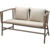 Grayson Off White Linen & Grey Washed Wood Settee