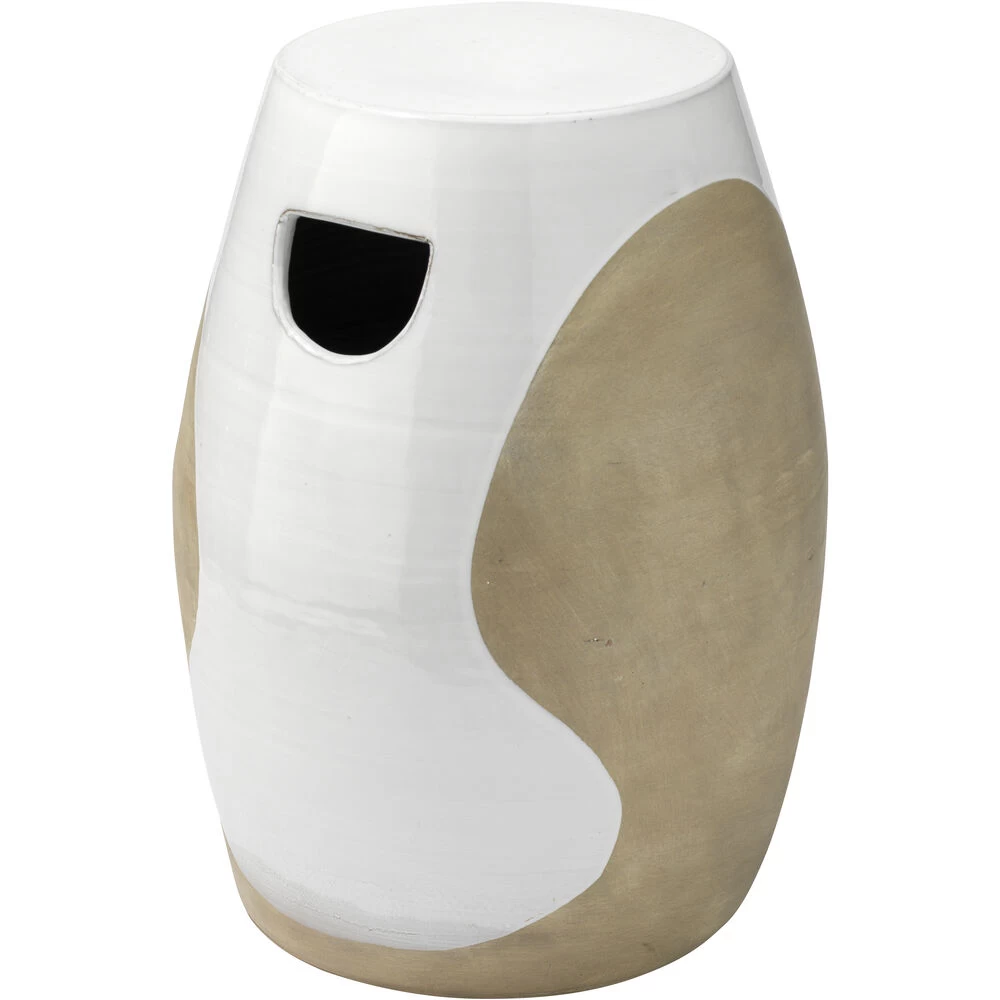 Hillside 20 X 14 Inch White & Natural Ceramic Side Table 1 Hillside 20 X 14 Inch White & Natural Ceramic Side Table