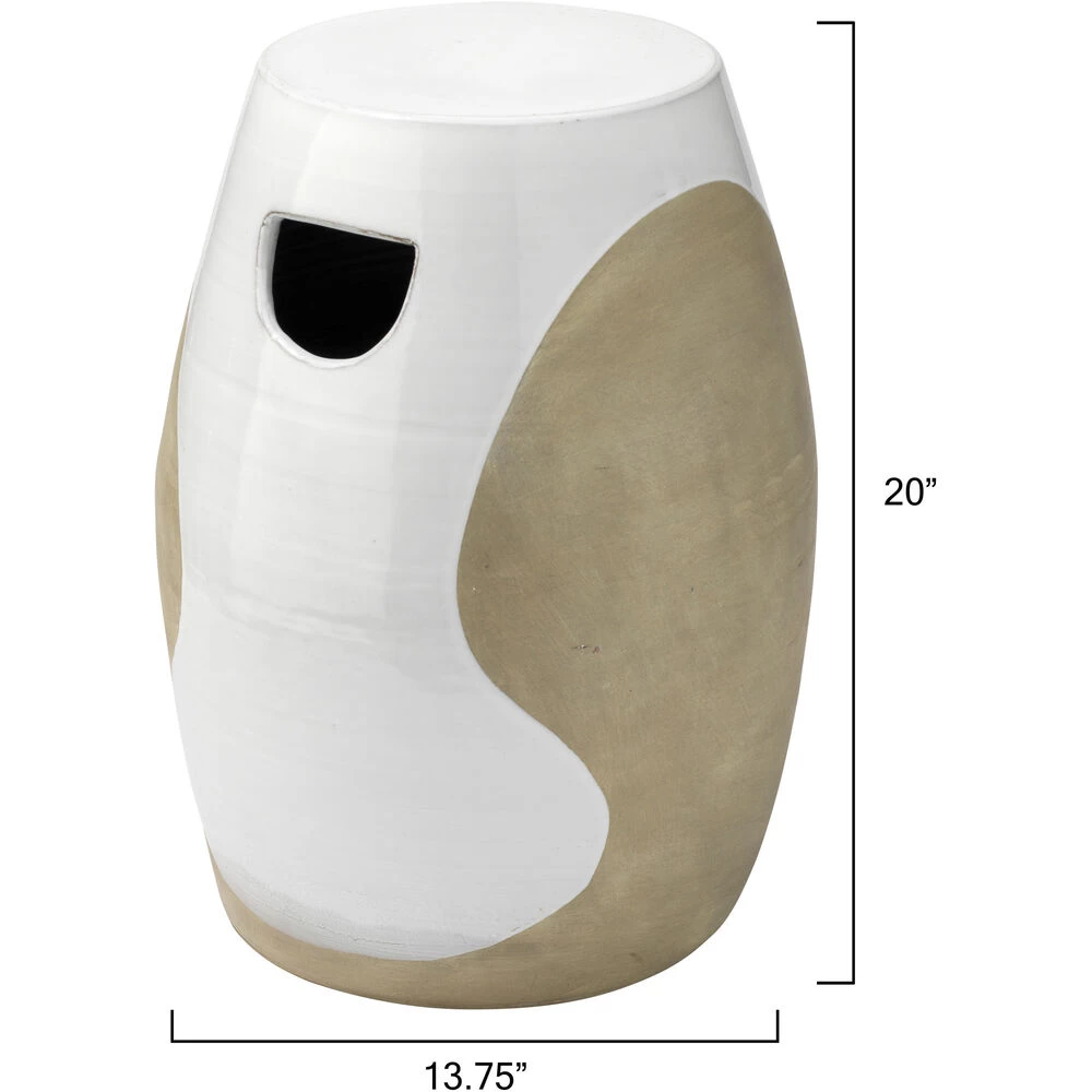 Hillside 20 X 14 Inch White & Natural Ceramic Side Table 3 Hillside 20 X 14 Inch White & Natural Ceramic Side Table - Image 3