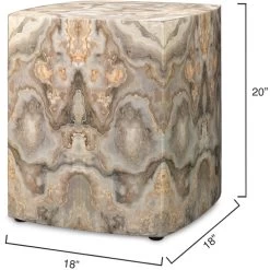 Ink Blot Curved 20 X 18 Inch Grey & Cream Lacquer Side Table -Jamie Young Co Shop 20ink stgr 2