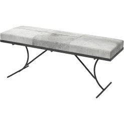 Kai Grey Hide & Black Hand Forged Iron Bench