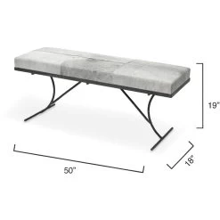 Kai Grey Hide & Black Hand Forged Iron Bench -Jamie Young Co Shop 20kai begrbk 2