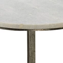 Left Bank 22 X 15 Inch White Marble With Gun Metal Iron Base Marble Table -Jamie Young Co Shop 20marb tlgm 3