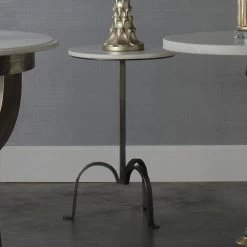 Left Bank 22 X 15 Inch White Marble With Gun Metal Iron Base Marble Table -Jamie Young Co Shop 20marb tlgm 4