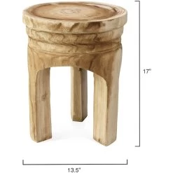 Mesa 17 X 13.5 Inch Natural Wood Wooden Stool -Jamie Young Co Shop 20mesa stwd 2