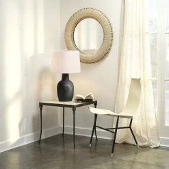 Nevado 26 X 26 Inch Off White Leather & Black Forged Iron Side Table -Jamie Young Co Shop 20neva stow 4