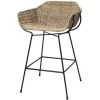 Nusa 33 Inch Natural Rattan & Black Steel Counter Stool
