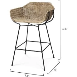 Nusa 33 Inch Natural Rattan & Black Steel Counter Stool -Jamie Young Co Shop 20nusa csna 2