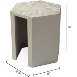 Radiant 21 X 20 Inch Light Grey & Beige Faux Horn W/ Light Grey Lacquer Side Table -Jamie Young Co Shop 20radi stgr 2