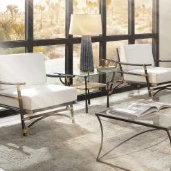 Renzo 25 X 20 Inch Black And Cashew Leather Side Table -Jamie Young Co Shop 20renz stbkc 6