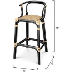 Saltwater 39 Inch Black & Natural Rattan Barstool -Jamie Young Co Shop 20salt bsbk 6
