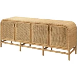 Santa Monica 72 X 18 Inch Natural Rattan Sideboard, Four-Door