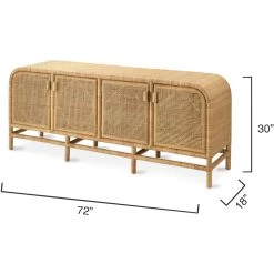 Santa Monica 72 X 18 Inch Natural Rattan Sideboard, Four-Door 12 Santa Monica 72 X 18 Inch Natural Rattan Sideboard, Four-Door -Jamie Young Co Shop 20sant4 sbna 2