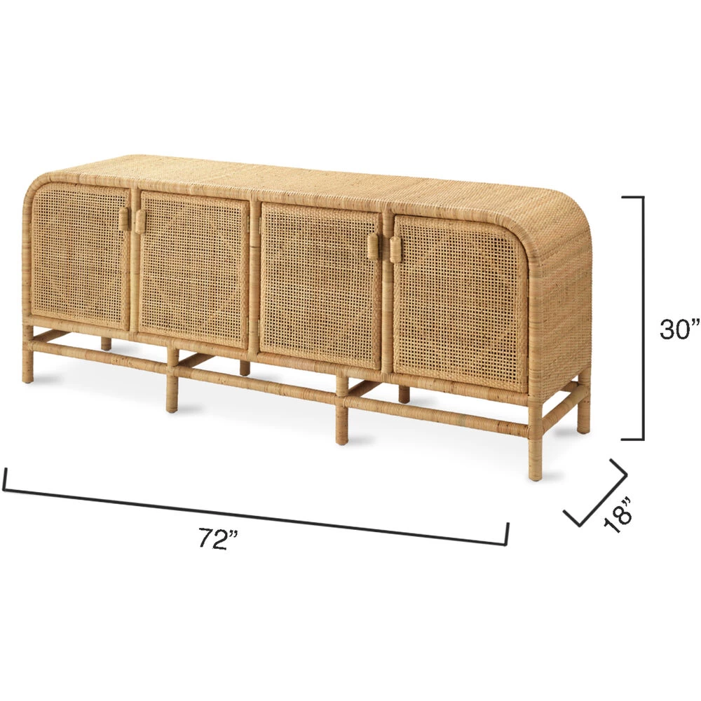 Santa Monica 72 X 18 Inch Natural Rattan Sideboard, Four-Door 3 Santa Monica 72 X 18 Inch Natural Rattan Sideboard, Four-Door - Image 3