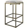Shelby 30 Inch White Hide & Antique Brass Bar Stool