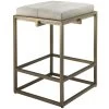 Shelby 27 Inch White Hide & Antique Brass Counter Stool