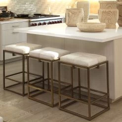 Shelby 27 Inch White Hide & Antique Brass Counter Stool -Jamie Young Co Shop 20shel cswh 16