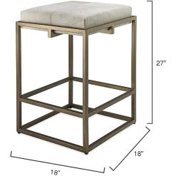 Shelby 27 Inch White Hide & Antique Brass Counter Stool -Jamie Young Co Shop 20shel cswh 2