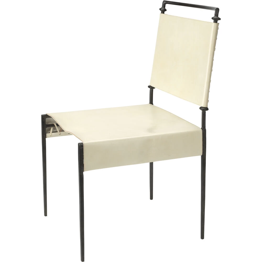 Sweetwater Off White Leather & Black Forged Iron Dining Chair 6 Sweetwater Off White Leather & Black Forged Iron Dining Chair - Image 6