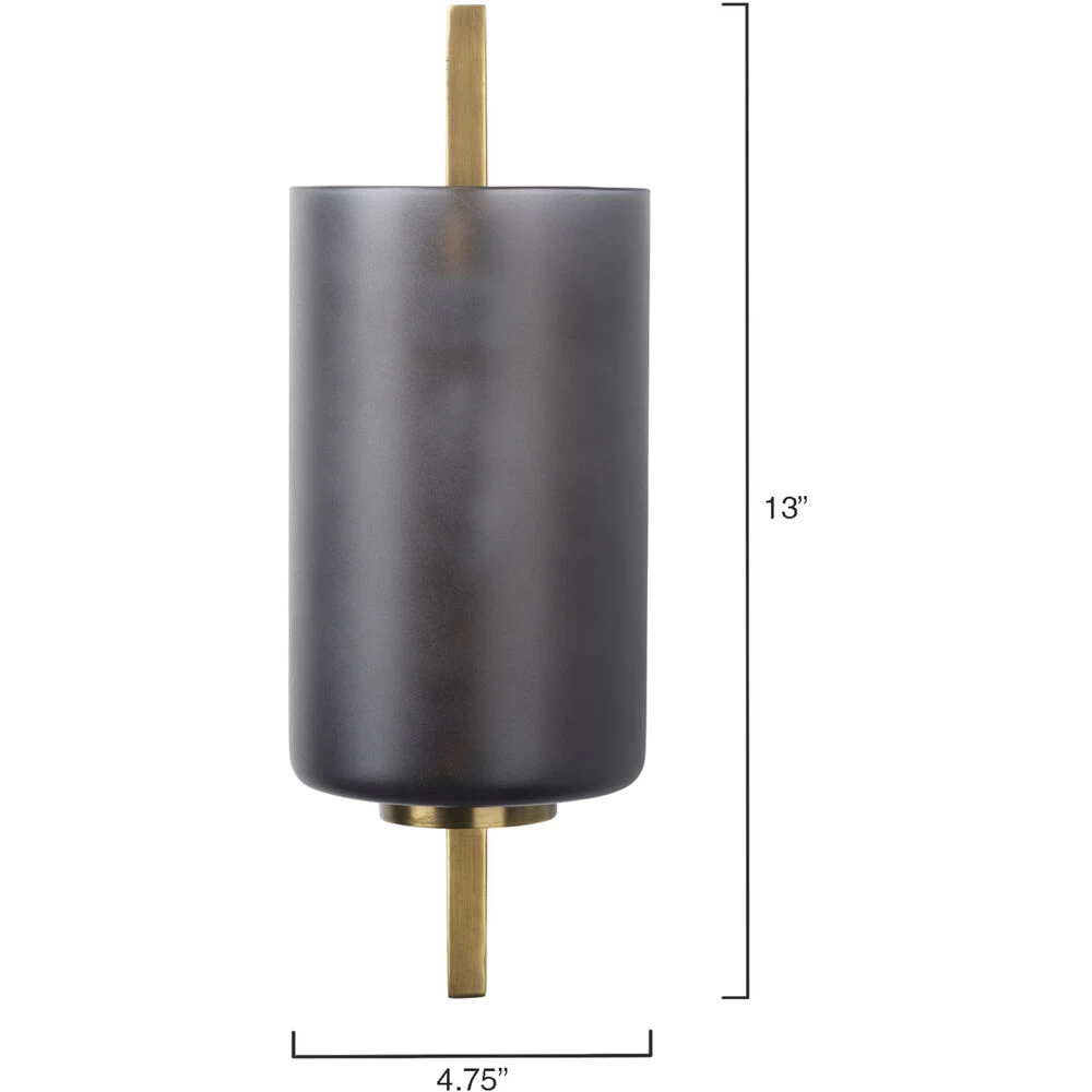 Blueprint 1 Light 5 Inch Antique Brass & Grey Frosted Glass Wall Sconce Wall Light 2 Blueprint 1 Light 5 Inch Antique Brass & Grey Frosted Glass Wall Sconce Wall Light - Image 2