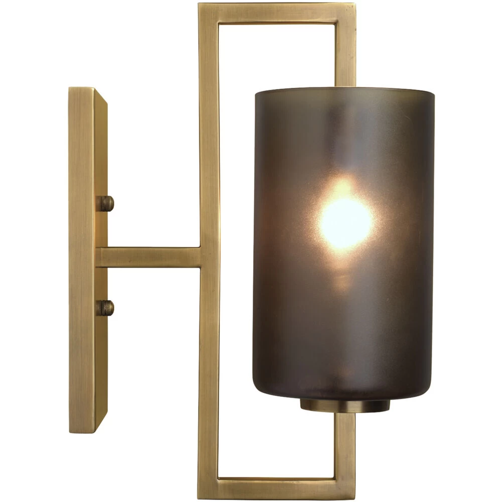 Blueprint 1 Light 5 Inch Antique Brass & Grey Frosted Glass Wall Sconce Wall Light 5 Blueprint 1 Light 5 Inch Antique Brass & Grey Frosted Glass Wall Sconce Wall Light - Image 5