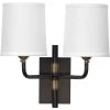 Lawton 2 Light 13 Inch Oil Rubbed Bronze W/ Antique Brass Accents Double Arm Wall Sconce Wall Light