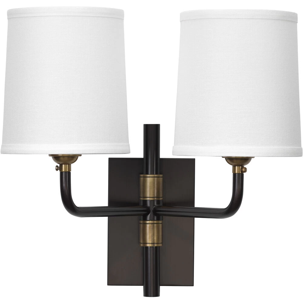 Lawton 2 Light 13 Inch Oil Rubbed Bronze W/ Antique Brass Accents Double Arm Wall Sconce Wall Light 1 Lawton 2 Light 13 Inch Oil Rubbed Bronze W/ Antique Brass Accents Double Arm Wall Sconce Wall Light