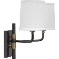 Lawton 2 Light 13 Inch Oil Rubbed Bronze W/ Antique Brass Accents Double Arm Wall Sconce Wall Light 13 Lawton 2 Light 13 Inch Oil Rubbed Bronze W/ Antique Brass Accents Double Arm Wall Sconce Wall Light -Jamie Young Co Shop 4lawt dbob 5