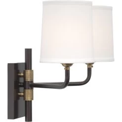 Lawton 2 Light 13 Inch Oil Rubbed Bronze W/ Antique Brass Accents Double Arm Wall Sconce Wall Light 14 Lawton 2 Light 13 Inch Oil Rubbed Bronze W/ Antique Brass Accents Double Arm Wall Sconce Wall Light -Jamie Young Co Shop 4lawt dbob 6