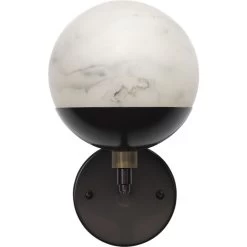 Metro 1 Light 7 Inch Faux White Alabaster And Oil Rubbed Bronze Wall Sconce Wall Light