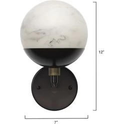 Metro 1 Light 7 Inch Faux White Alabaster And Oil Rubbed Bronze Wall Sconce Wall Light 9 Metro 1 Light 7 Inch Faux White Alabaster And Oil Rubbed Bronze Wall Sconce Wall Light -Jamie Young Co Shop 4metr scob 2