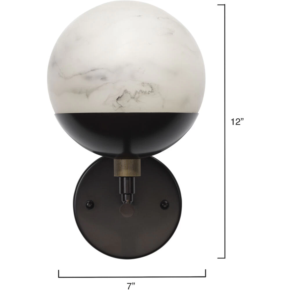 Metro 1 Light 7 Inch Faux White Alabaster And Oil Rubbed Bronze Wall Sconce Wall Light 3 Metro 1 Light 7 Inch Faux White Alabaster And Oil Rubbed Bronze Wall Sconce Wall Light - Image 3