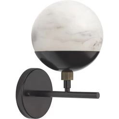 Metro 1 Light 7 Inch Faux White Alabaster And Oil Rubbed Bronze Wall Sconce Wall Light 12 Metro 1 Light 7 Inch Faux White Alabaster And Oil Rubbed Bronze Wall Sconce Wall Light -Jamie Young Co Shop 4metr scob 5