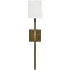 Minerva 1 Light 5 Inch Antique Brass & White Linen Wall Sconce Wall Light