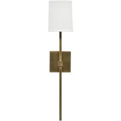 Minerva 1 Light 5 Inch Antique Brass & White Linen Wall Sconce Wall Light